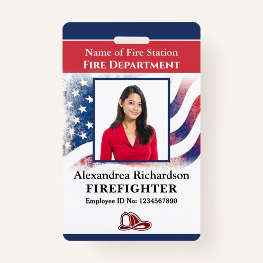Fire Department Employee Firefighter Photo ID Card Badge (Voorkant)