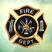 Fire Department Gold Maltese Cross Window Cling Raamsticker (Vel 3)