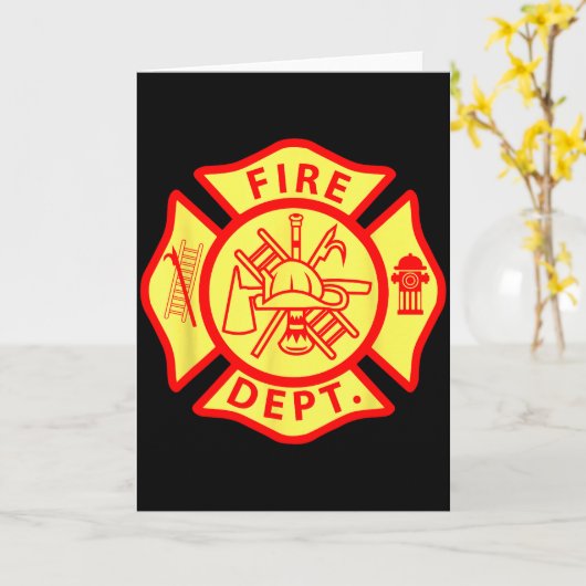 Fire Department Logo Uniform Fireman Symbol Firefi Kaart (Gele Bloem)