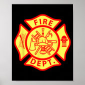 Fire Department Logo Uniform Fireman Symbol Firefi Poster (Voorkant)