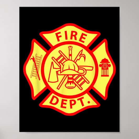 Fire Department Logo Uniform Fireman Symbol Firefi Poster (Voorkant)