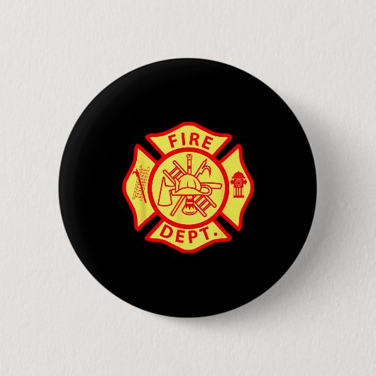 Fire Department Logo Uniform Fireman Symbol Firefi Ronde Button 5,7 Cm (Voorkant)
