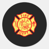 Fire Department Logo Uniform Fireman Symbol Firefi Ronde Sticker (Voorkant)