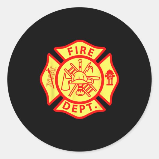 Fire Department Logo Uniform Fireman Symbol Firefi Ronde Sticker (Voorkant)