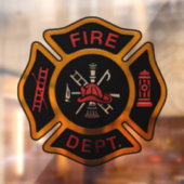 Fire Department Maltese Cross Window Cling Raamsticker (Vel 2)