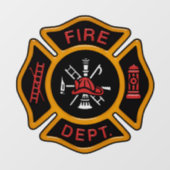Fire Department Maltese Cross Window Cling Raamsticker (Vel)