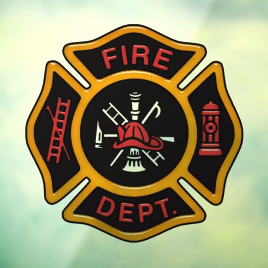 Fire Department Maltese Cross Window Cling Raamsticker (Vel 3)