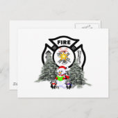 Fire Dept Kerstscène Feestdagenkaart (Voorkant / Achterkant)