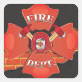 Fire Dept Logo Vierkante Sticker (Voorkant)