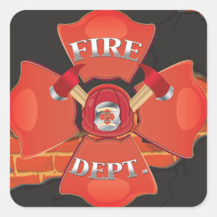 Fire Dept Logo Vierkante Sticker