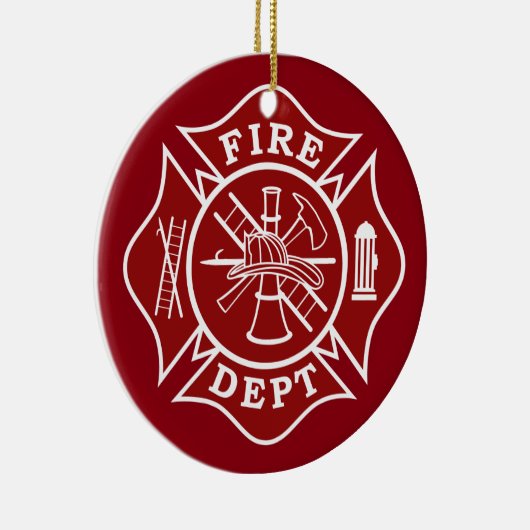 Fire Dept Maltese Cross Circle Ornament (Rechts)