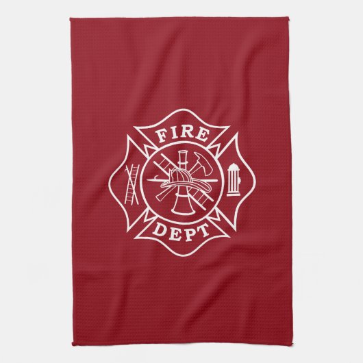 Fire Dept Maltese Cross Kitchen Towel 16 x 24 inch Theedoek (Verticaal)