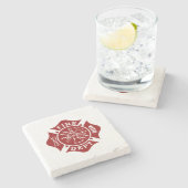 Fire Dept Maltese Cross Marble Stone Onderzetter (Zijkant)