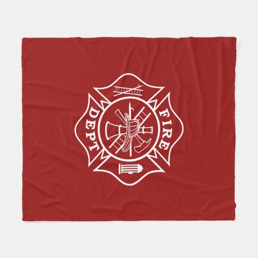 Fire Dept Maltese Cross Medium Fleece Blanket (Voorkant (Horizontaal))