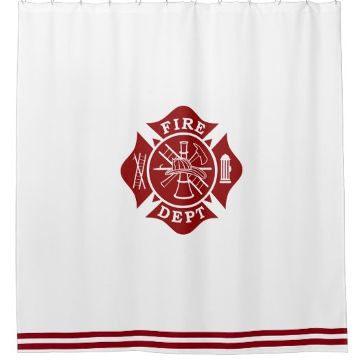 Fire Dept Maltese Cross Shower Curtain Douchegordijn (Voorkant)