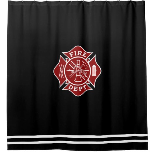 Fire Dept Maltese Cross Shower Curtain Douchegordijn (Voorkant)