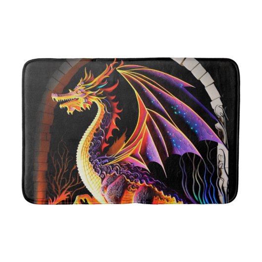 Fire Dragon Castle Fantasy Art Mythical Creaters Badmat (Voorkant)