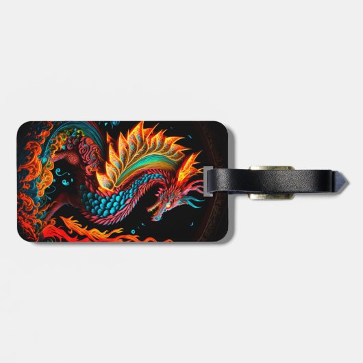 Fire Dragon Castle Fantasy Art Mythical Creaters Bagagelabel (Achterkant horizontaal)