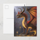 Fire Dragon Castle Fantasy Art Mythical Creaters Briefkaart (Voorkant / Achterkant)