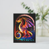 Fire Dragon Castle Fantasy Art Mythical Creaters Briefkaart (Staand voorkant)