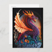 Fire Dragon Castle Fantasy Art Mythical Creaters Briefkaart (Voorkant / Achterkant)