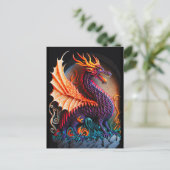 Fire Dragon Castle Fantasy Art Mythical Creaters Briefkaart (Staand voorkant)