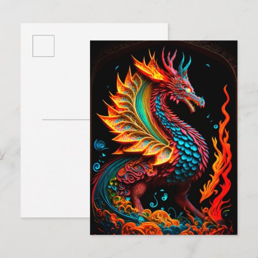 Fire Dragon Castle Fantasy Art Mythical Creaters Briefkaart (Voorkant / Achterkant)