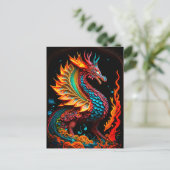 Fire Dragon Castle Fantasy Art Mythical Creaters Briefkaart (Staand voorkant)