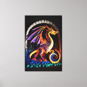 Fire Dragon Castle Fantasy Art Mythical Creaters Canvas Afdruk (Voorkant)