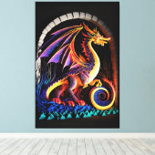 Fire Dragon Castle Fantasy Art Mythical Creaters Canvas Afdruk (Insitu (Houten vloer))