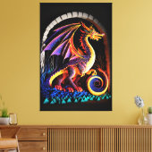 Fire Dragon Castle Fantasy Art Mythical Creaters Canvas Afdruk (Insitu (Woonkamer))
