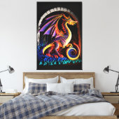 Fire Dragon Castle Fantasy Art Mythical Creaters Canvas Afdruk (Insitu (Slaapkamer))