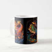 Fire Dragon Castle Fantasy Art Mythical Creaters Koffiemok (Voorkant links)