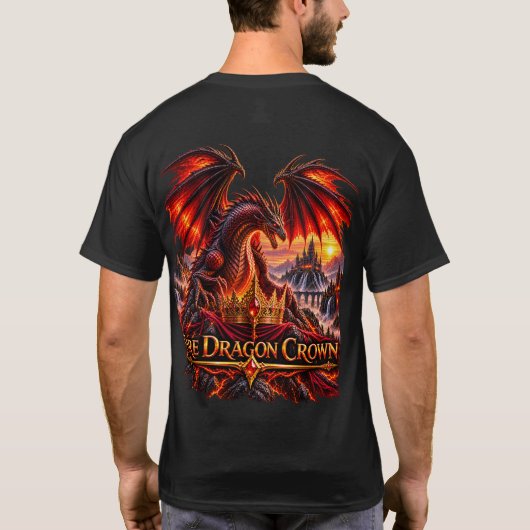Fire Dragon Crown Fantasy Dragon T-Shirt (Achterkant)