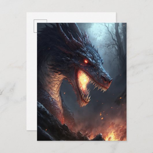 Fire Dragon Fantasy Art Briefkaart (Voorkant / Achterkant)