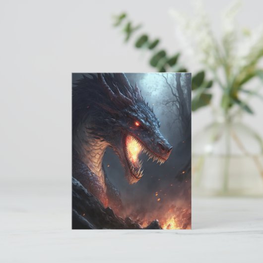 Fire Dragon Fantasy Art Briefkaart (Staand voorkant)