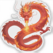 Fire Dragon Fantasy Art Design, Mythical Creature  Sticker (Voorkant)
