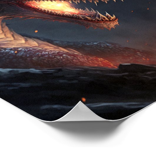 Fire Dragon Fantasy Art Poster (Hoek)