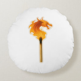 Fire Dragon Matchstick Rond Kussen