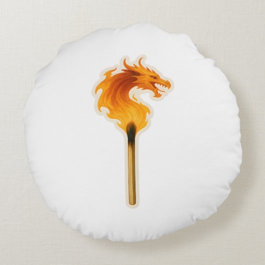 Fire Dragon Matchstick Rond Kussen (Achterkant)