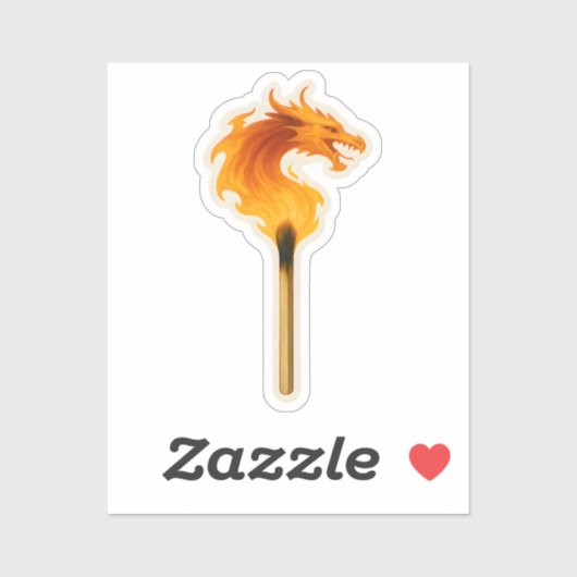 Fire Dragon Matchstick Sticker (Vel)