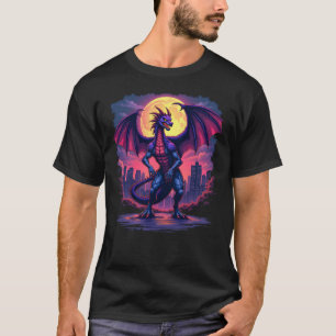 Fire Dragon Moonlight City Graphic T-shirt