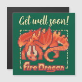 Fire Dragon pixel art Get well soon Magnetische Uitnodiging (Voorkant / Achterkant)