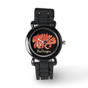 Fire Dragon pixel art Horloge