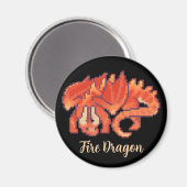 Fire Dragon, Pixelart, Pixel Art Magneet (Voorkant / Achterkant)