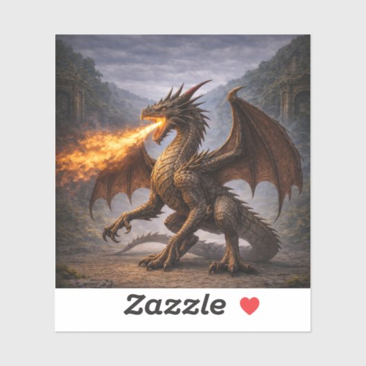 Fire Dragon Sticker – Fierce Mythical Dragon (Vel)