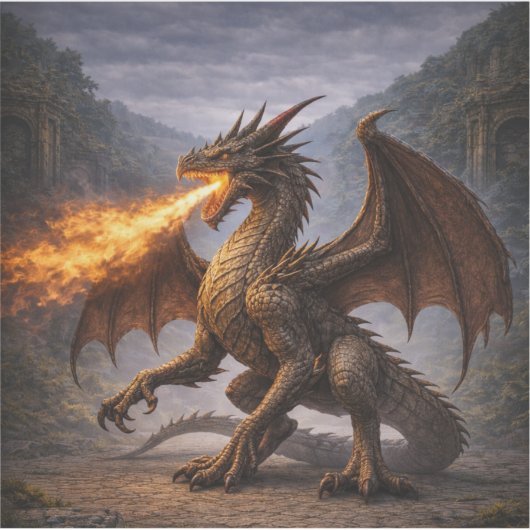 Fire Dragon Sticker – Fierce Mythical Dragon (Voorkant)