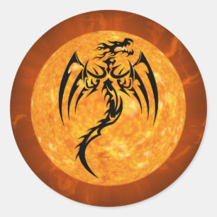 Fire Dragon-stickers Ronde Sticker