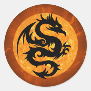 Fire Dragon-stickers Ronde Sticker