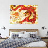 Fire Dragon Stretched Canvas Afdruk (Insitu (Slaapkamer))